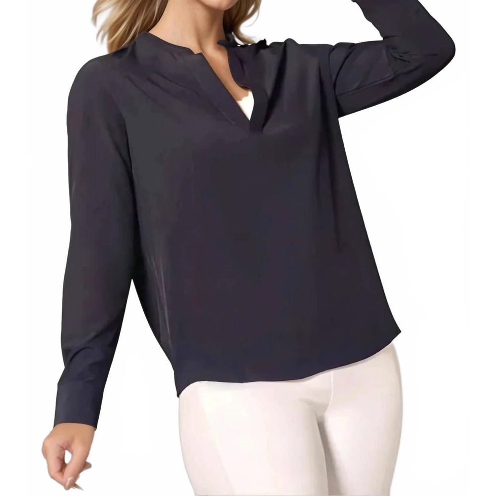 NEW BUKI resort vee popover shirt in navy